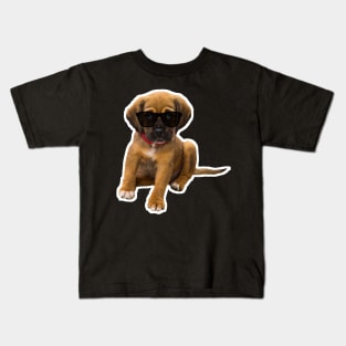 Sad Puppy With Sunglasses Kids T-Shirt